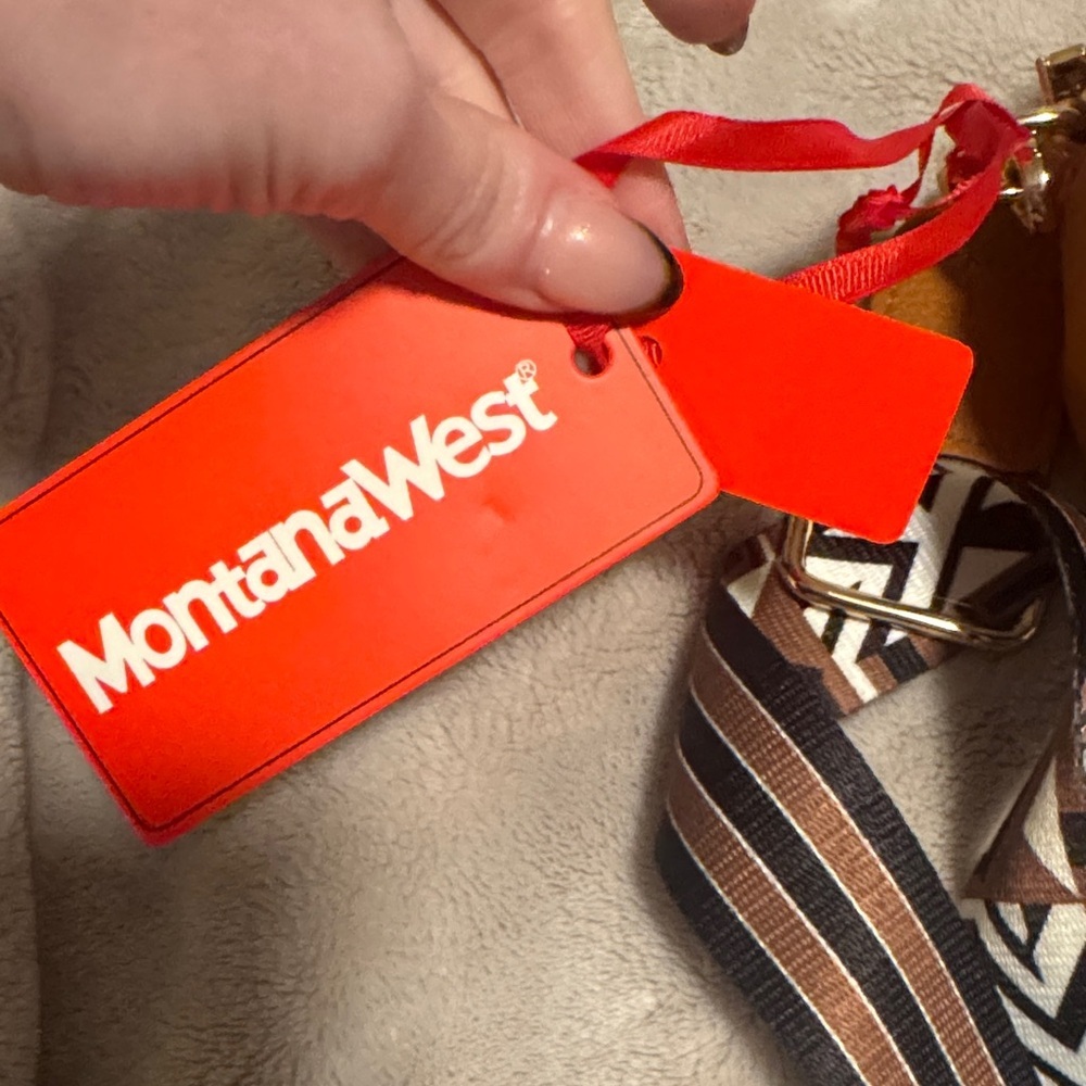 Montana West || NWT Brown Crossbody Bag with Patterned Strap - Picture 8 of 16